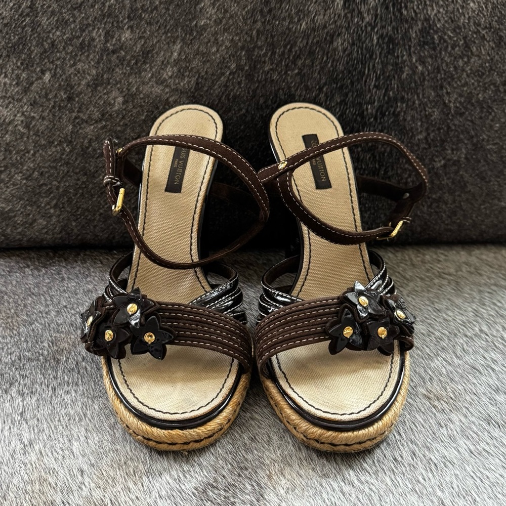 Louis Vuitton Suede Studded Accents Sandals